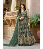 Green Embroidered Net Salwar With Dupatta