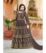 Purple Embroidered Net Salwar With Dupatta