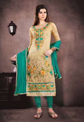 Beige embroidered cotton salwar 2