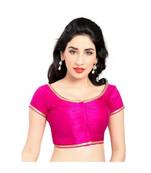 pinl with  lace border  banglori silk unstiched blouse fabric