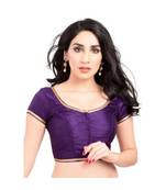 navy blue with  lace border  banglori silk unstiched blouse fabric