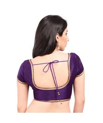 navy blue with  lace border  banglori silk unstiched blouse fabric 2