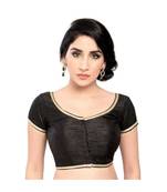 black with  lace border  banglori silk unstiched blouse fabric