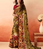 Multicolor printed georgette saree with blouse