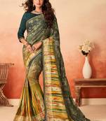 Multicolor printed georgette saree with blouse