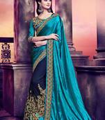 Violet embroidered georgette saree with blouse