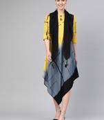 Yellow printed polyester long-kurtis