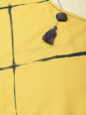 Yellow printed polyester long-kurtis 4