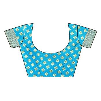 Blue printed art silk saree with blouse 5