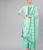 Green printed polyester salwar