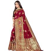  maroon woven jacquard saree with blouse