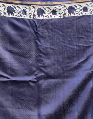 Indigo Printed Chanderi Saree With Blouse 5