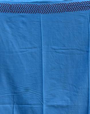 Blue Printed Cotton Saree With Blouse 5