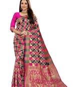  pink woven jacquard saree with blouse