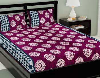 Pink Color Cotton Double Paisley Bedsheet 1