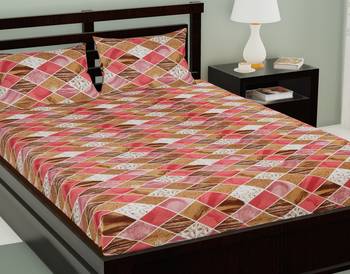Brown Color Cotton Double Checked Bedsheet 1