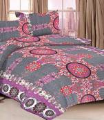 Grey Color Cotton Double Geometric Bedsheet