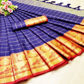 Blue woven banarasi saree with blouse 1