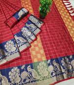 Red woven banarasi saree with blouse
