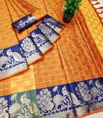 Orange woven banarasi saree with blouse