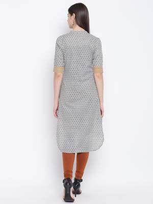 Grey printed cotton kurti 2