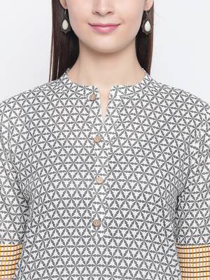 Grey printed cotton kurti 4