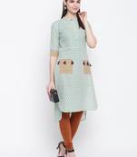 Green printed cotton kurti