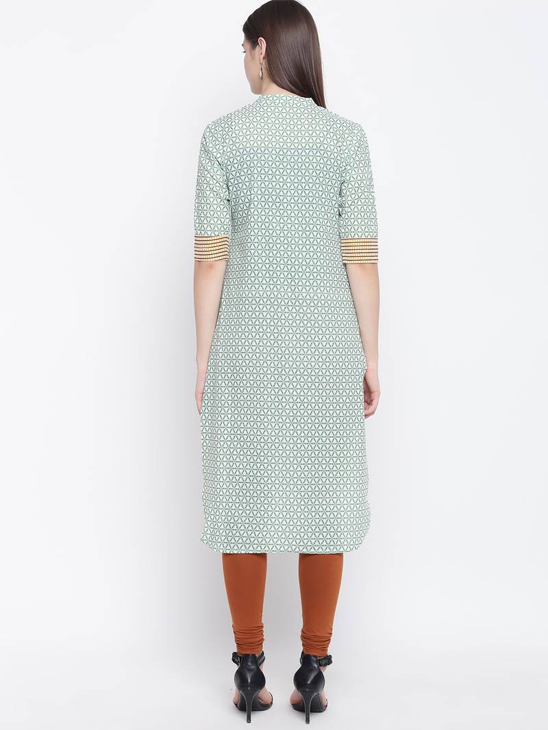Green printed cotton kurti