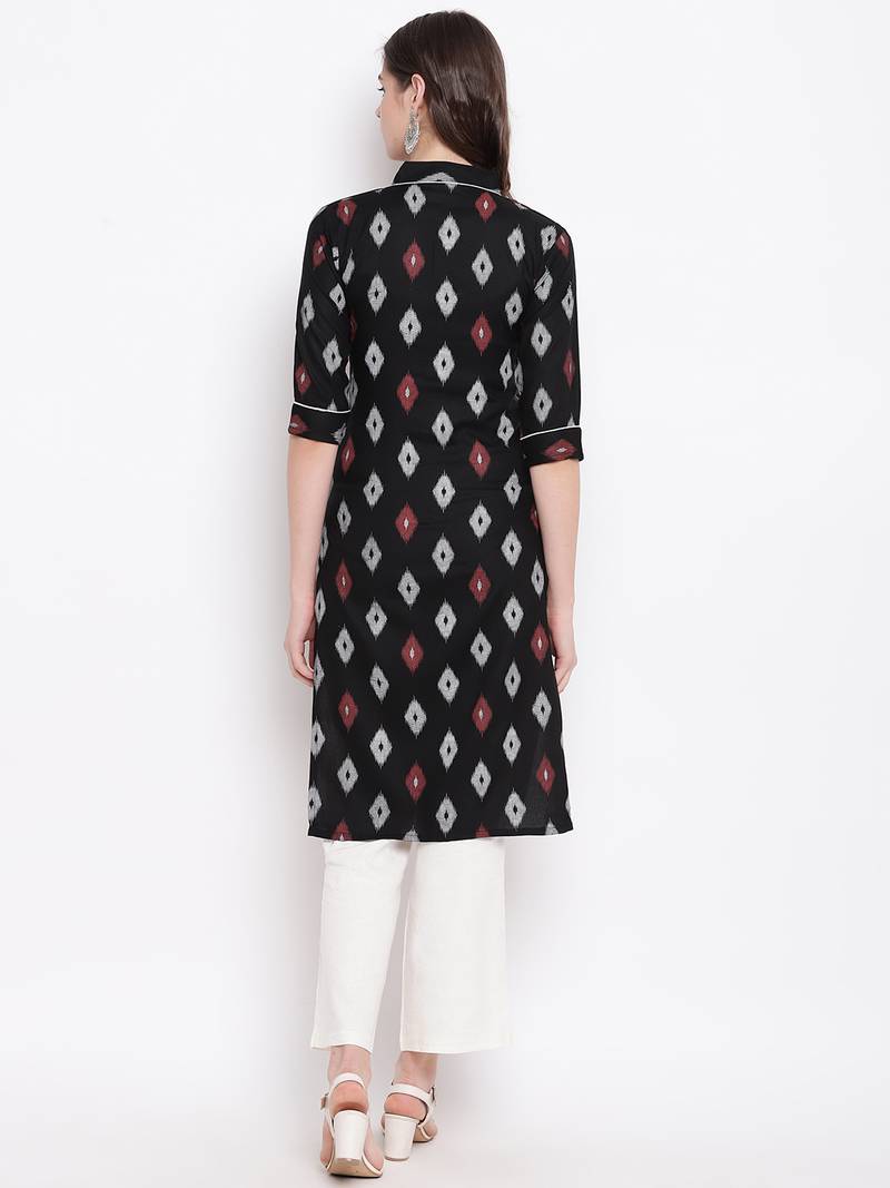Black printed cotton kurti Stylum 3160199