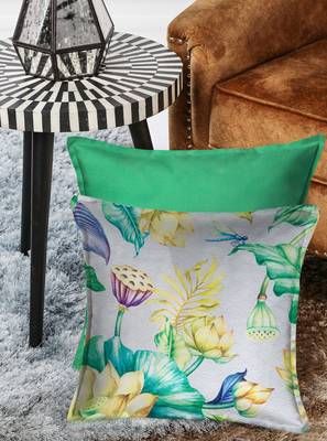 HOUZZCODE Green Set of 2 Floral Square Cushion Covers 1