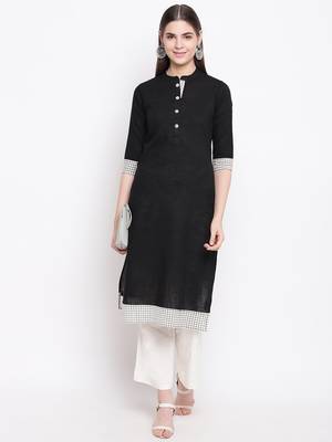 Black printed cotton kurti 1