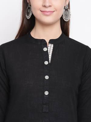 Black printed cotton kurti 5