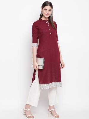 Purple printed cotton kurti 1