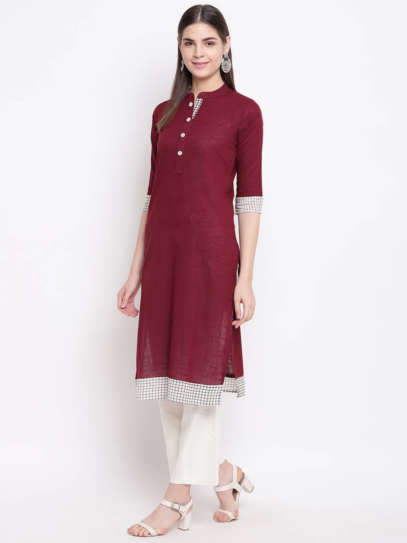 Purple printed cotton kurti