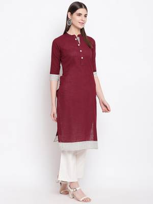 Purple printed cotton kurti 4