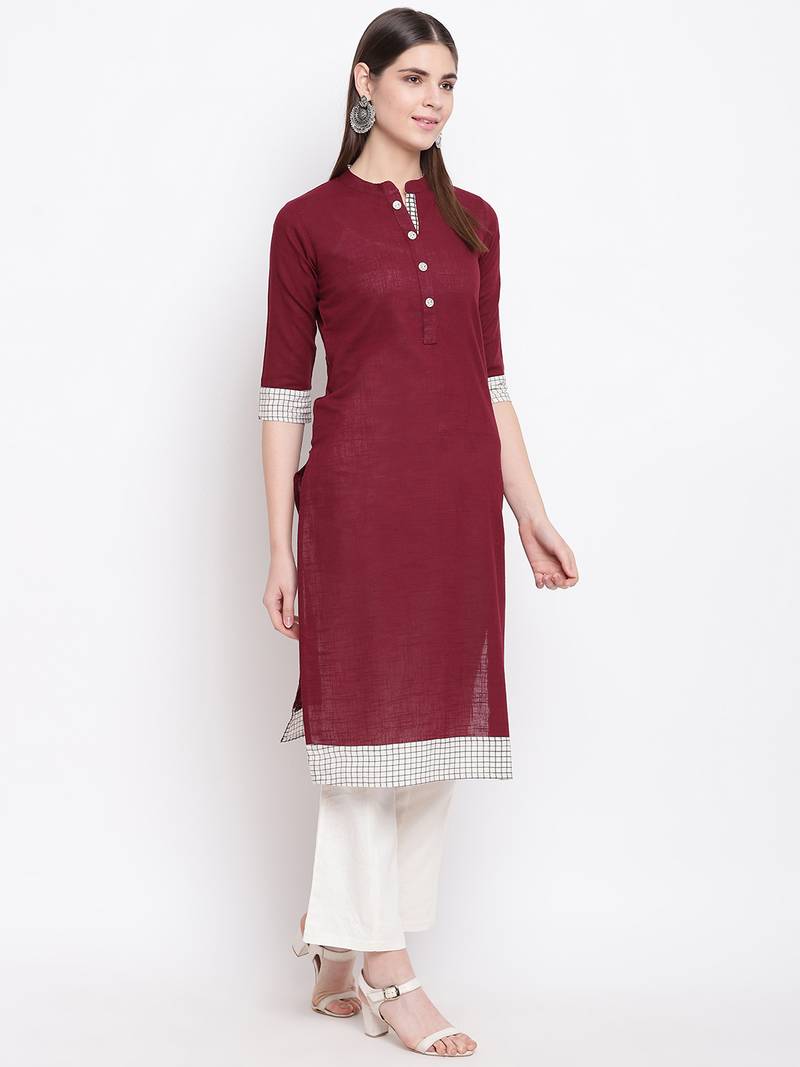 Purple printed cotton kurti