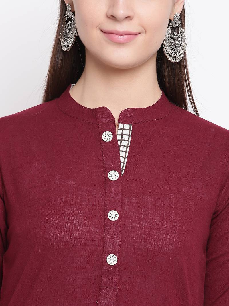 Purple printed cotton kurti