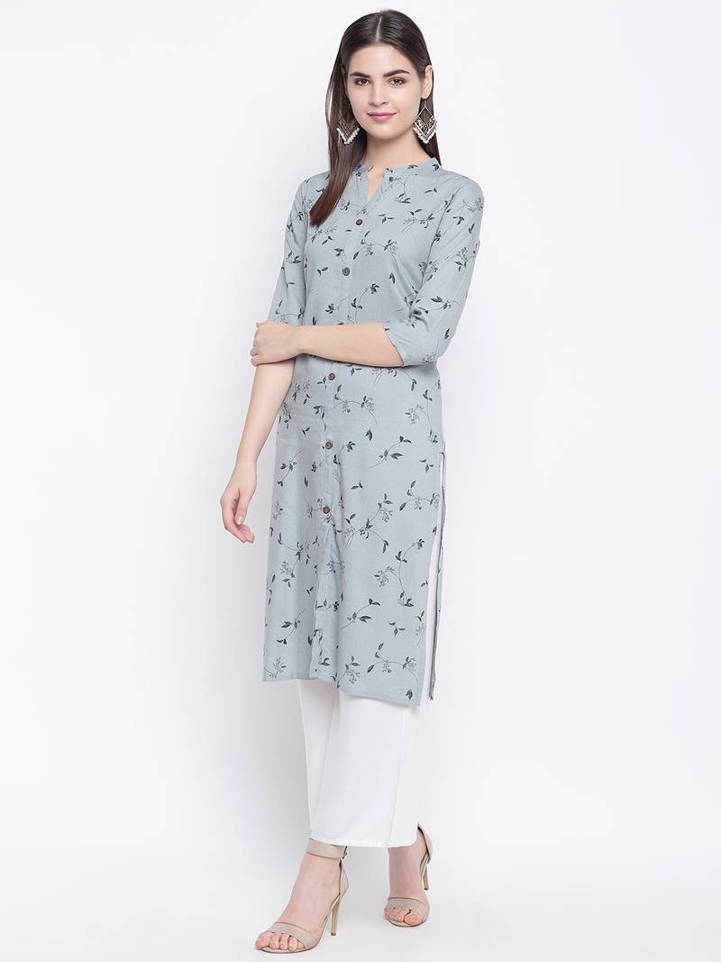 Grey printed cotton kurti Stylum 3160226