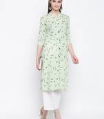 Green printed cotton kurti