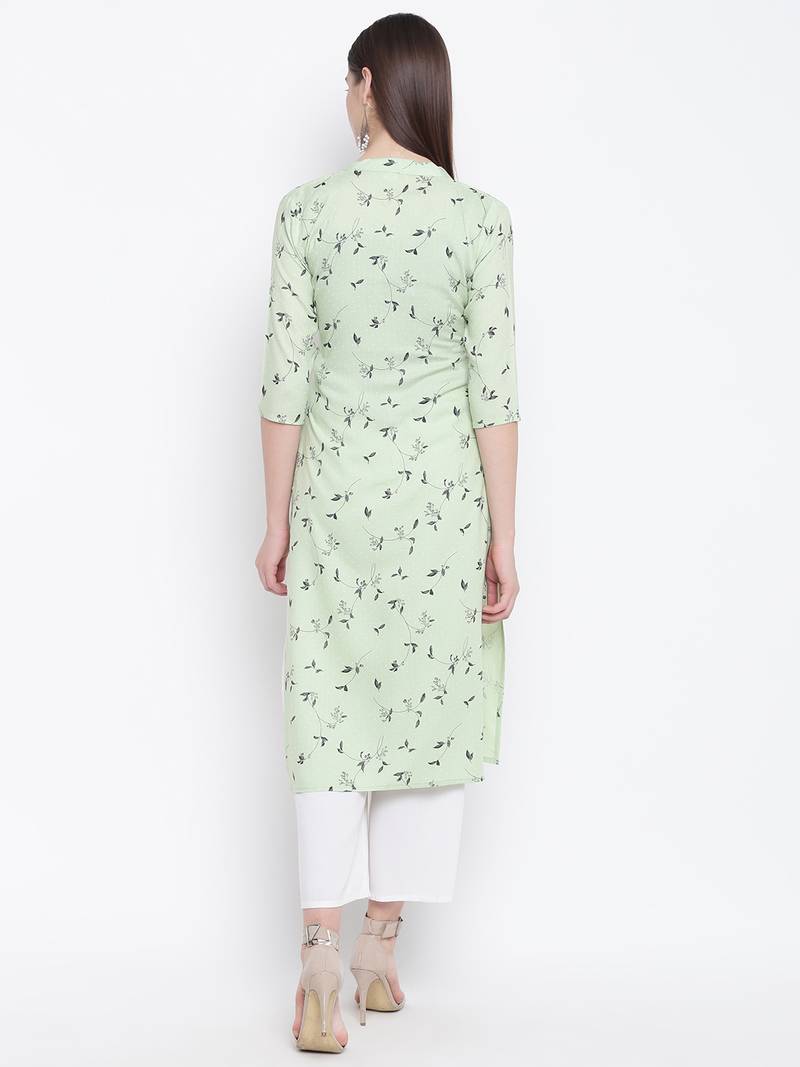 Green printed cotton kurti