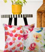 HOUZZCODE Green Set of 2 Floral Square Cushion Covers