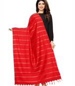 Red Cotton Silk Zari Woven Womens Dupatta