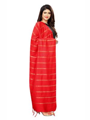 Red Cotton Silk Zari Woven Womens Dupatta 3