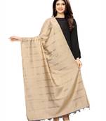 Beige Cotton Silk Zari Woven Womens Dupatta