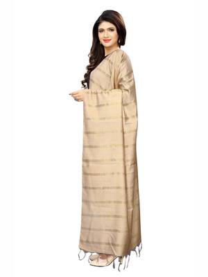 Beige Cotton Silk Zari Woven Womens Dupatta 2