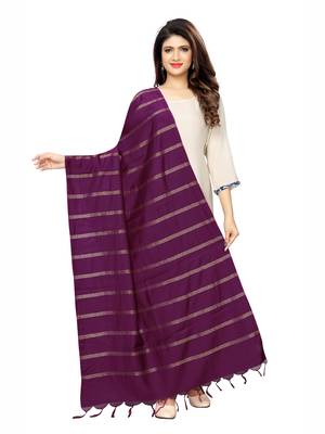 Purple Cotton Silk Zari Woven Womens Dupatta 1