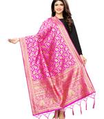 Pink Poly Silk Banarasi Womens Dupatta