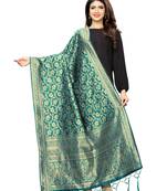 Turquoise Poly Silk Banarasi Womens Dupatta