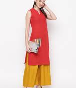 Maroon printed cotton kurti