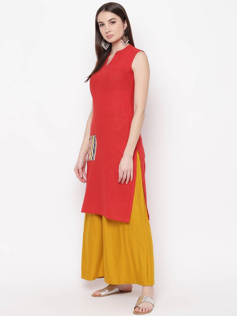 Maroon printed cotton kurti